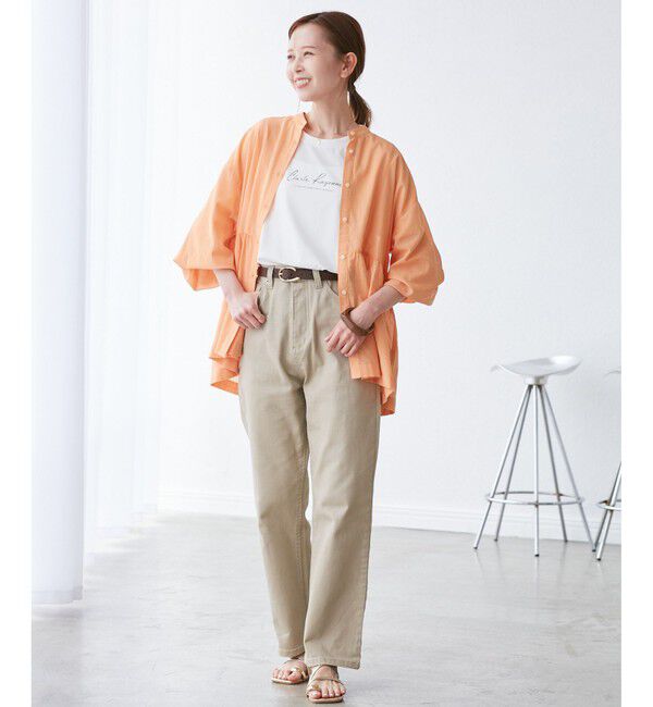 Rope&rsquo;Picnic「【接触冷感・通気性】お着軽シャツシリーズ/綿ボイルペプラムシャツ」|シャツ・ブラウス|