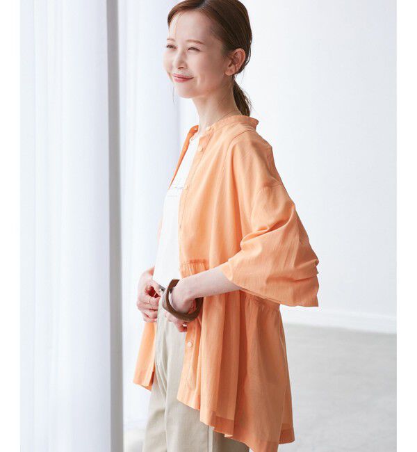 Rope&rsquo;Picnic「【接触冷感・通気性】お着軽シャツシリーズ/綿ボイルペプラムシャツ」|シャツ・ブラウス|