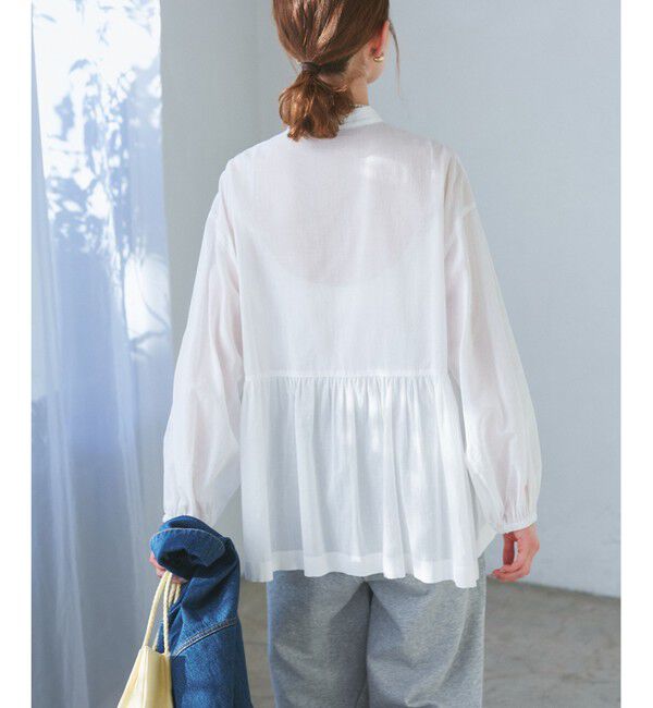 Rope&rsquo;Picnic「【接触冷感・通気性】お着軽シャツシリーズ/綿ボイルペプラムシャツ」|シャツ・ブラウス|