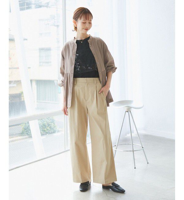 Rope&rsquo;Picnic「【接触冷感・通気性】お着軽シャツシリーズ/綿ボイルペプラムシャツ」|シャツ・ブラウス|