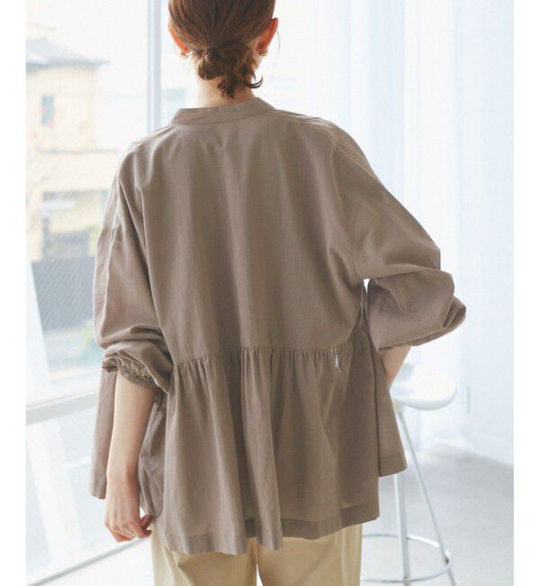 Rope&rsquo;Picnic「【接触冷感・通気性】お着軽シャツシリーズ/綿ボイルペプラムシャツ」|シャツ・ブラウス|
