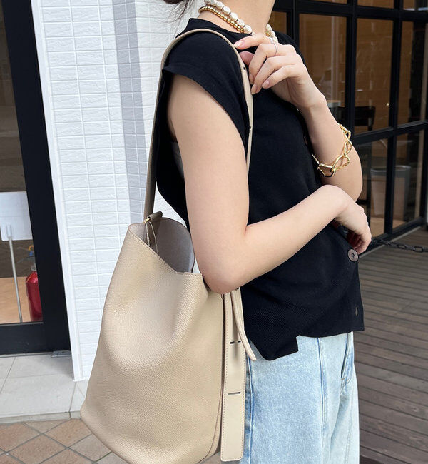  「【新色追加】シボフェイクレザーソフトホーボーバッグ」|トートバッグ|ベージュ