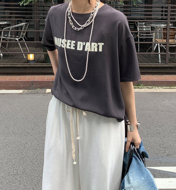  「ジョーゼットロゴTEE」|シャツ・ブラウス|チャコールグレー