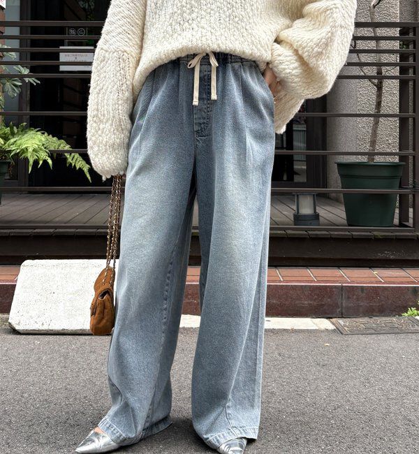 「【新色追加】デニムワイドイージーパンツ」|デニム|