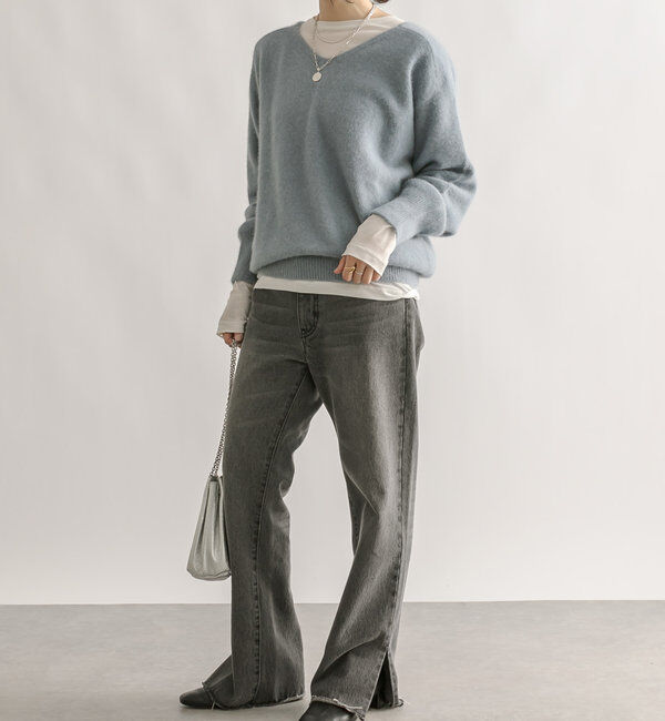  「【全骨格美脚見え！】slit DENIM」|デニム|