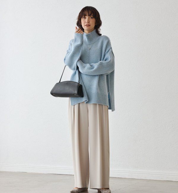  「【ウォッシャブル】【シーズンレスで使える】タックワイドスラックス」|チノ|