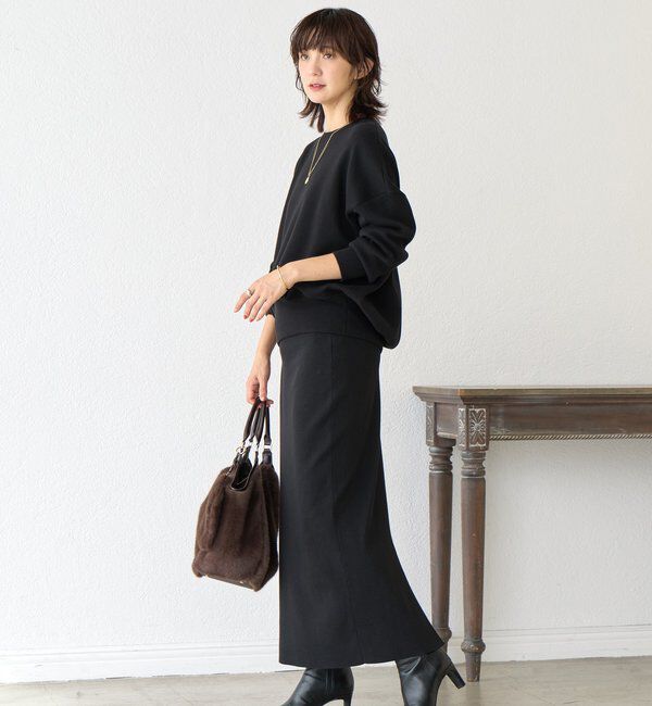  「【楽ちん美シルエット】コットンストレッチニットスカート」|スカート|