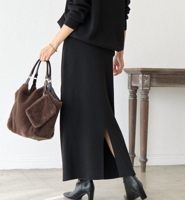  「【楽ちん美シルエット】コットンストレッチニットスカート」|スカート|