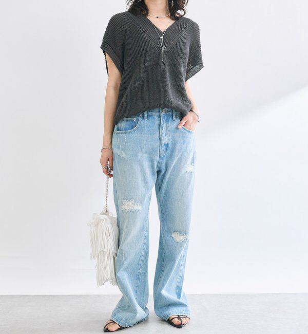  「【ウォッシャブル】ギマコットンニットベスト」|ニット・セーター|