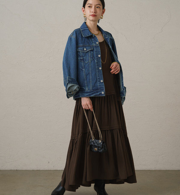  「【3サイズ展開】サテンティアードキャミワンピース」|ワンピース|