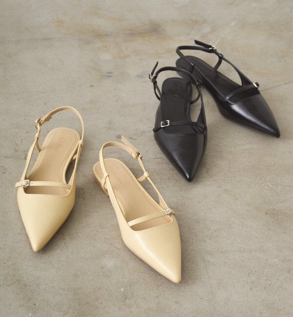  「【GALENA】ストラップポインテッドフラットパンプス」|その他|イエロー