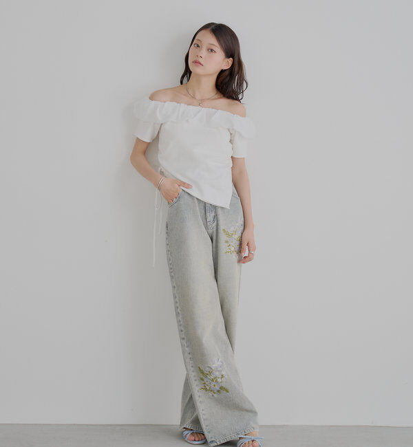  「バルーンフリルドッキングギャザーニット」|ニット・セーター|