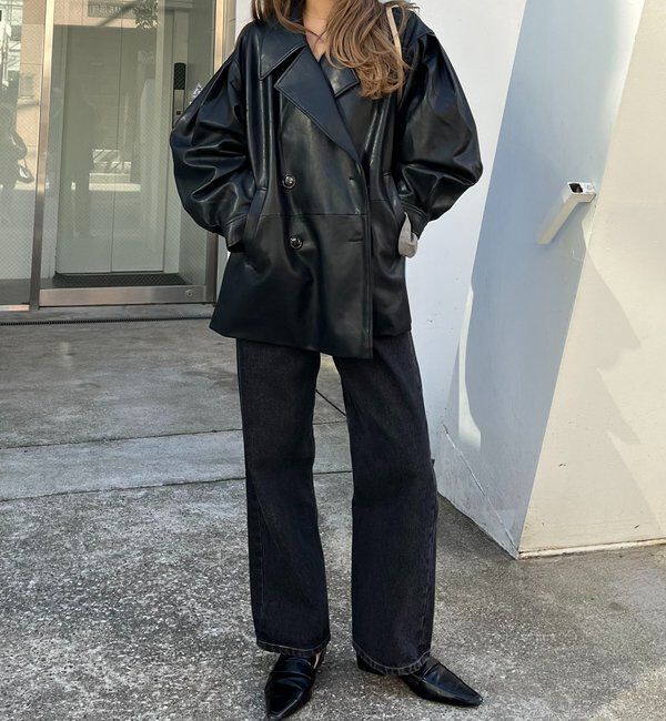  「【サイズ展開あり】レザーミドルコート」|その他|