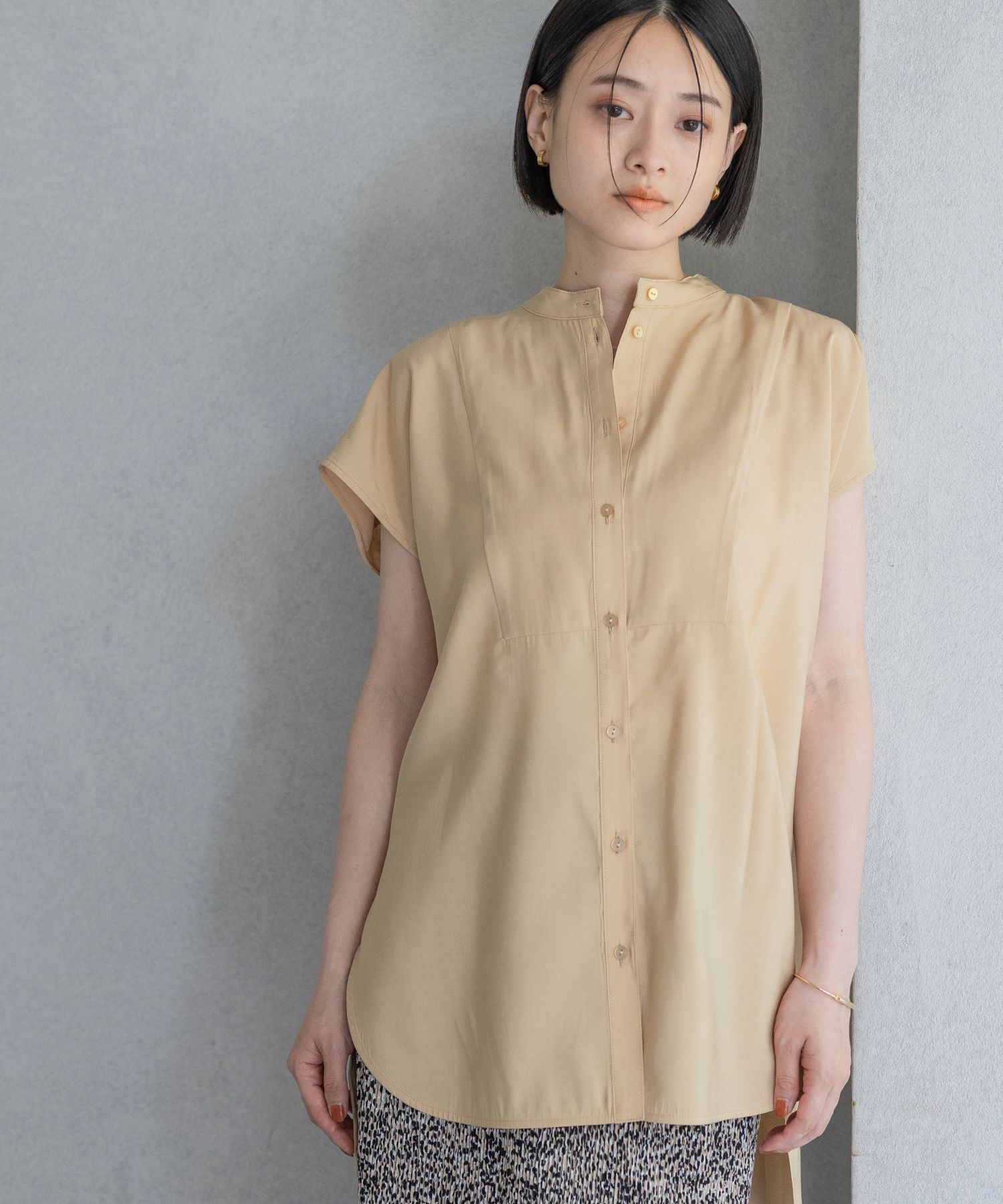 A part by 「ハイネックフレンチスリーブブラウス」|シャツ・ブラウス|オレンジ