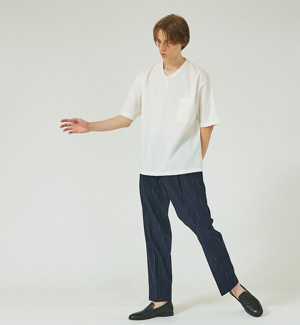 ABAHOUSE「【セットアップ対応】ワイドテーパード  ストライプ イージーパンツ / スラック」|スラックス|