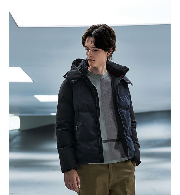 ABAHOUSE「【コンビデザイン】フード ダウン ブルゾン」|ダウン|ブラック