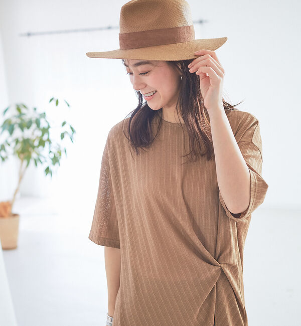 Rouge vif「テレコツイストスリットチュニック」|Tシャツ・カットソー|