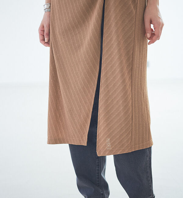 Rouge vif「テレコツイストスリットチュニック」|Tシャツ・カットソー|