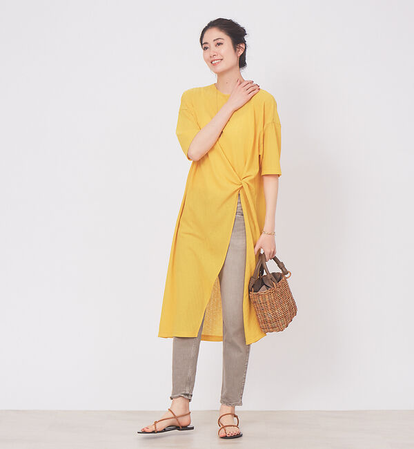 Rouge vif「テレコツイストスリットチュニック」|Tシャツ・カットソー|