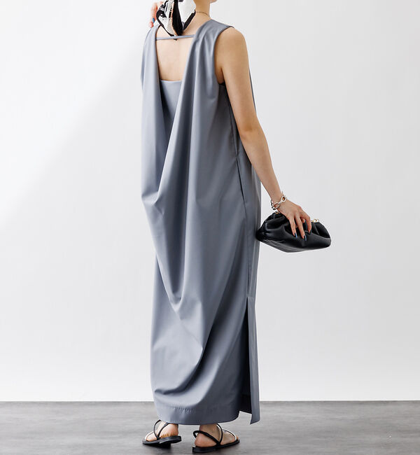 Rouge vif「バックドレープワンピース」|ワンピース|ブルーグレー