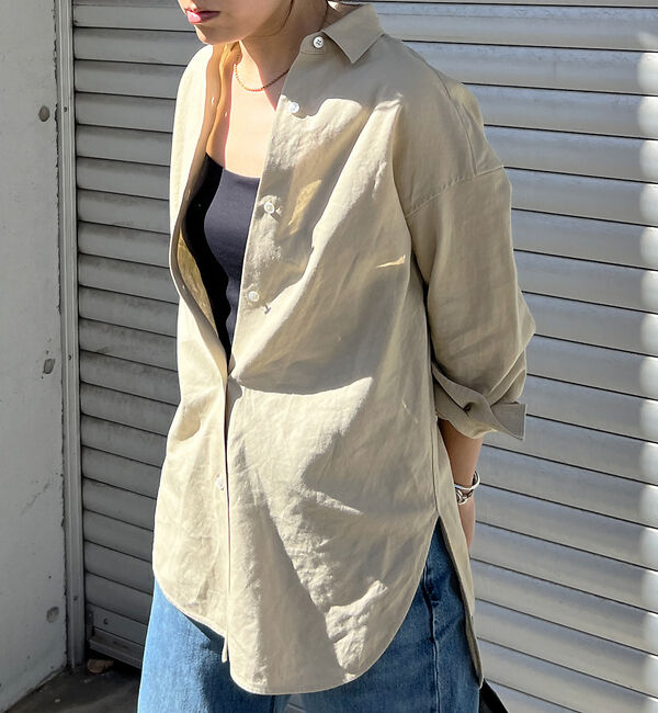 Rouge vif「綿麻レギュラー ナチュラルシャツ」|シャツ・ブラウス|ベージュ