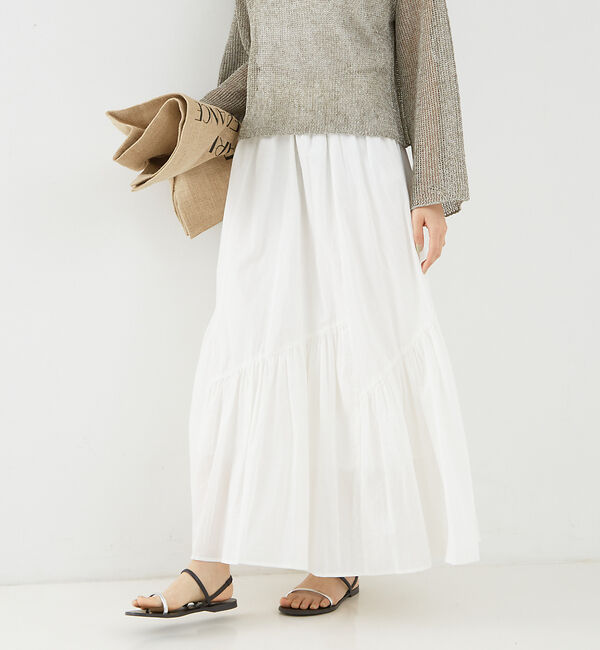 Rouge vif「コットンボイルスモッキングマキシスカート」|スカート|