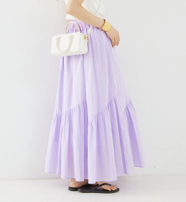 Rouge vif「コットンボイルスモッキングマキシスカート」|スカート|