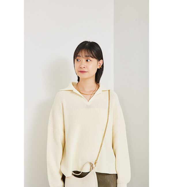 Rouge vif「衿付片畦ニットプルオーバー」|ニット・セーター|