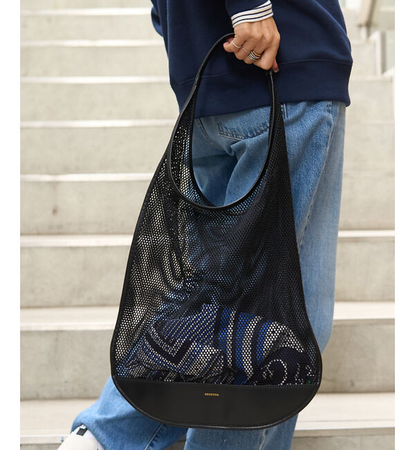 Rouge vif「【ORSETTO/オルセット】FREDDO メッシュトート」|トートバッグ|ブラック