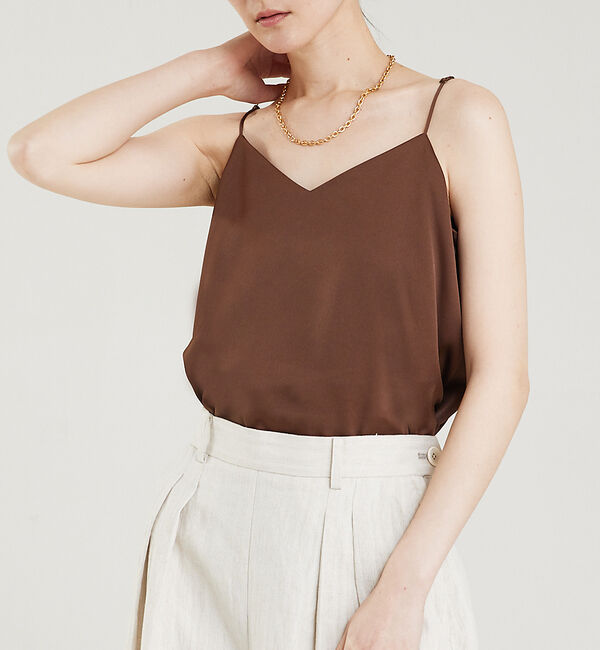qualite「サテンキャミソール」|キャミソール|ブラウン