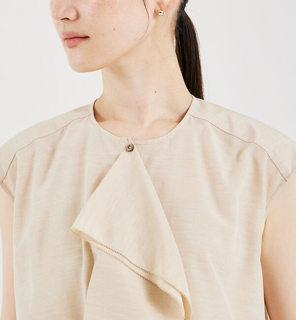 qualite「フロントラッフルノースリーブブラウス」|シャツ・ブラウス|