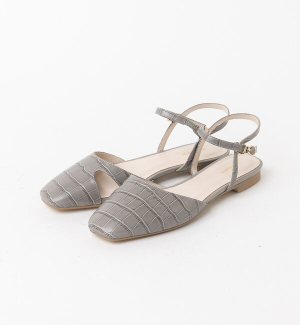 AU BANNISTER「スクエアトゥ ストラップパンプス」|サンダル|グレー