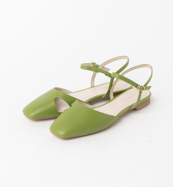 AU BANNISTER「スクエアトゥ ストラップパンプス」|サンダル|グリーン