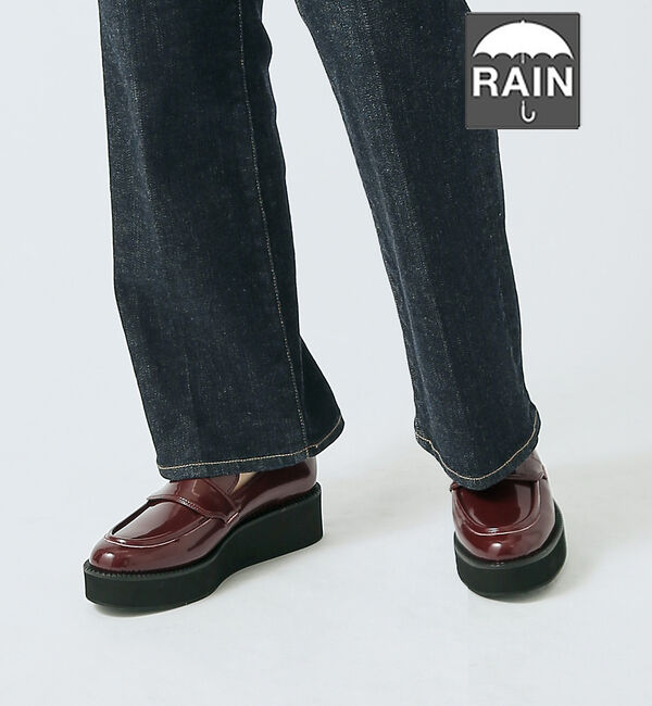AU BANNISTER「【生活防水】厚底ローファー」|レインシューズ|ボルドー