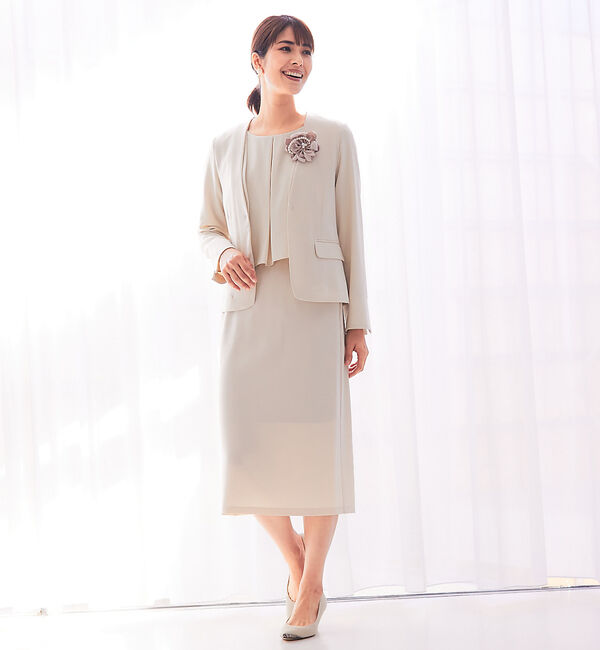 abahouse mavie「【セレモニー対応】バックフレアロングスリーブ&タイトスカートセットアップ」|シャツ・ブラウス|