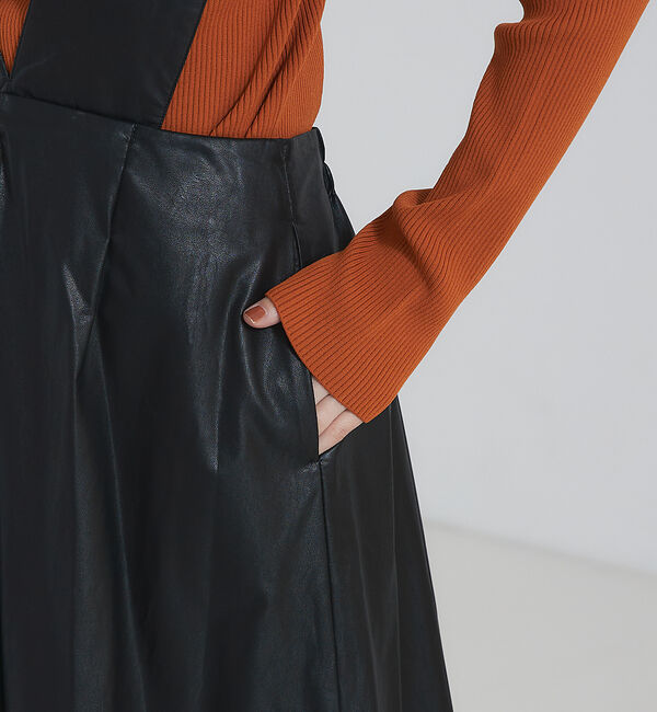 abahouse mavie「【大人のいちまんワンピ】フェイクレザー２ＷＡＹジャンパースカート」|ジャンパースカート|