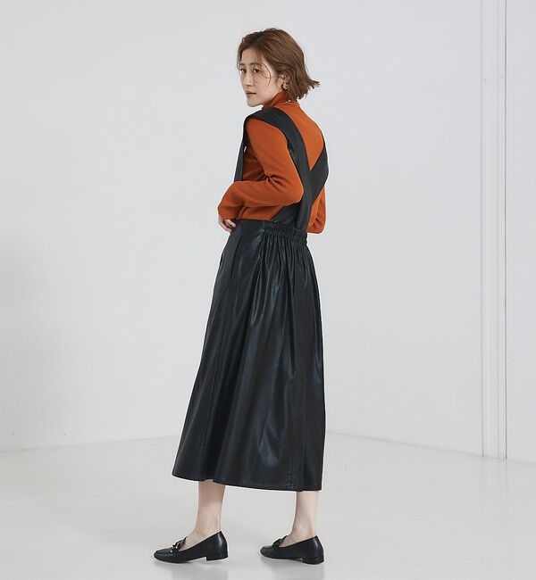 abahouse mavie「【大人のいちまんワンピ】フェイクレザー２ＷＡＹジャンパースカート」|ジャンパースカート|