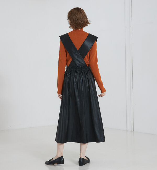 abahouse mavie「【大人のいちまんワンピ】フェイクレザー２ＷＡＹジャンパースカート」|ジャンパースカート|