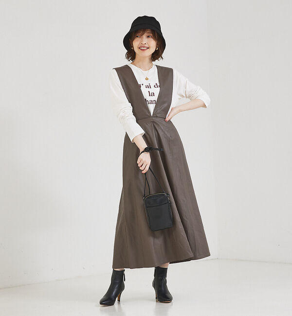 abahouse mavie「【大人のいちまんワンピ】フェイクレザー２ＷＡＹジャンパースカート」|ジャンパースカート|