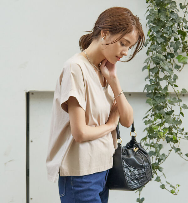 abahouse mavie「シルケットダブルVネックフレンチプルオーバー」|Tシャツ・カットソー|