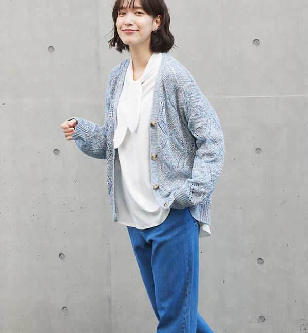 abahouse mavie「透かし編みカーデ」|カーディガン|