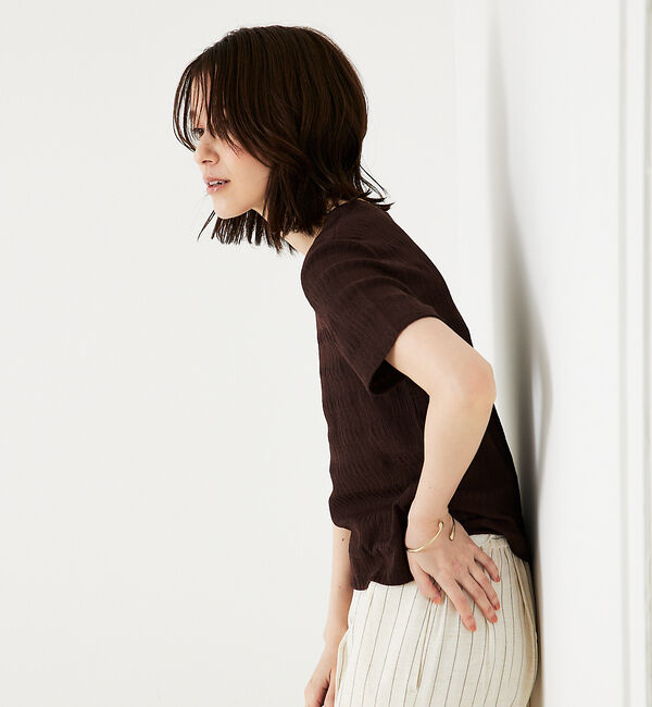 abahouse mavie「シャーリングボーダーTシャツ」|Tシャツ・カットソー|