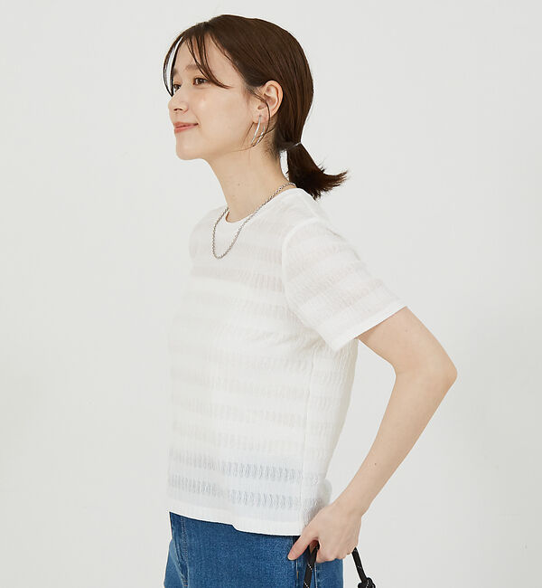 abahouse mavie「シャーリングボーダーTシャツ」|Tシャツ・カットソー|