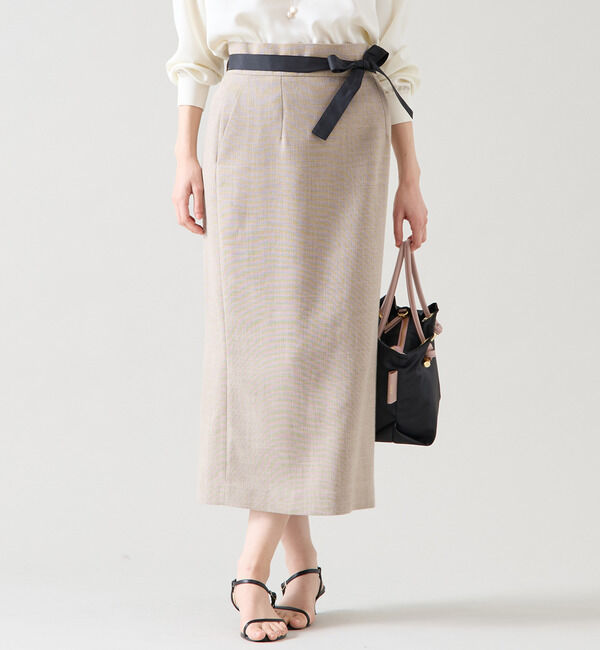 TIARA「ミニリボン付ロングタイトスカート（セットアップ可）」|スカート|キナリ