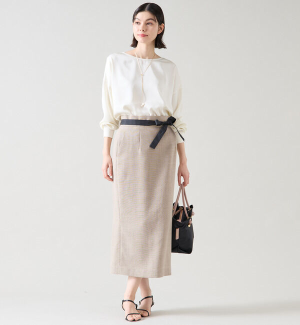 TIARA「ミニリボン付ロングタイトスカート（セットアップ可）」|スカート|