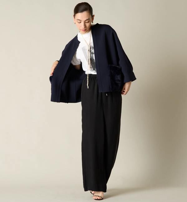 Liesse「エコファーポケットニットブルゾン」|カーディガン|