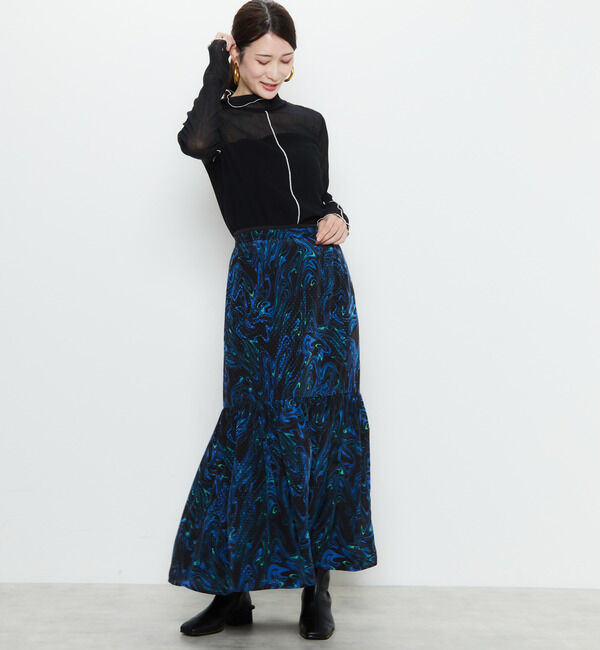 Soffitto「マーブル柄ドットジャガード裾切り替えギャザースカート」|スカート|