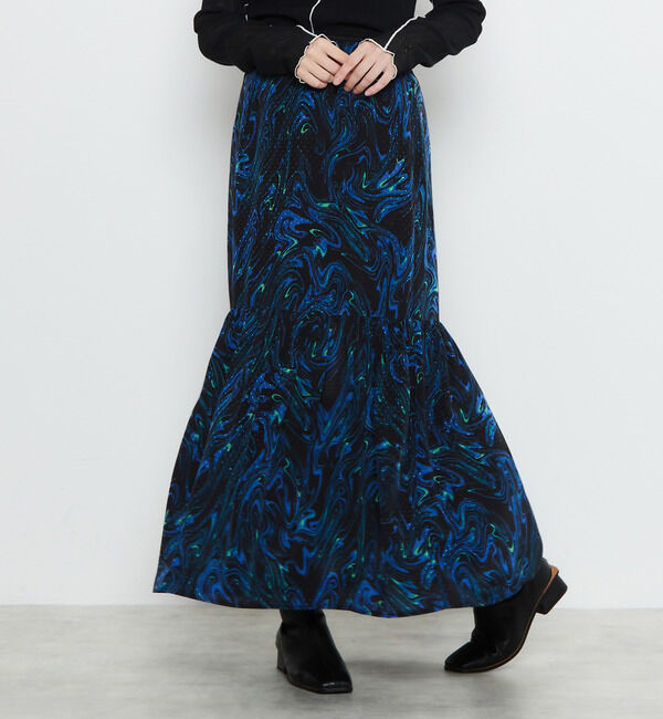 Soffitto「マーブル柄ドットジャガード裾切り替えギャザースカート」|スカート|