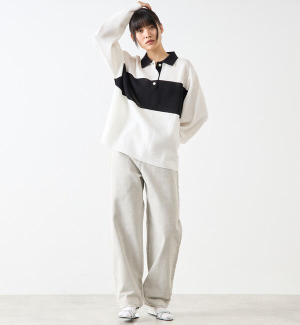 Soffitto「鹿の子編みシアーポロニット」|ニット・セーター|