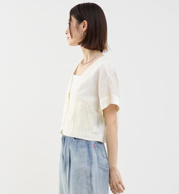 SOFFITTO「前ジップ縦プリーツショート丈ブルゾン」|ブルゾン・スタジャン|